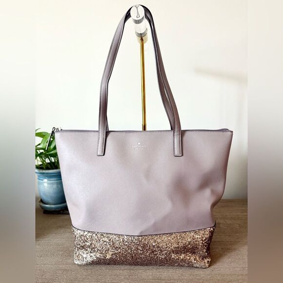 Kate Spade Greta Court Top Zip Tote in Cityscape Gray Glitter - Picture 1 of 7